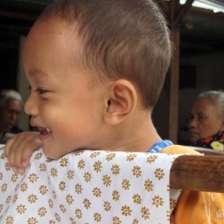 Little boy in Giriloyo batik Village.