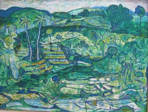 "Landscape", by Arie Smit, oil on canvas 1993. 70cm x 93cm.