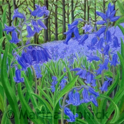 Bluebell woods, oil on canvas by Marina Elphick, painter and batik artist working in the UK