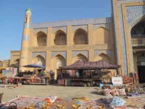 Bazaar outside Islam-Khadja Madrasah, Khiva, Uzbekistan.