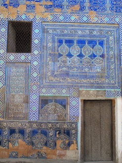 Tiled walls in courtyard of Kunya-Ark, Mosque, Khiva. Uzbekistan.