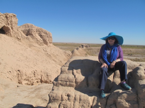 Sitting on ancient remains of Zoroastrian city, Nukus area, Uzbekistan.