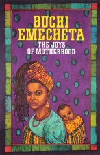 Printed book cover for "The Joys Of Motherhood", By Buchi Emecheta. Artwork by Marina Elphick.